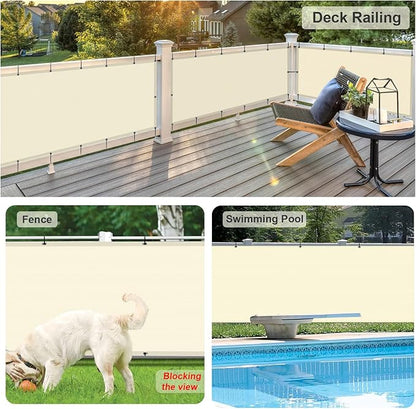 LOVE STORY Custom Size 3'x30' Butter Cream Balcony Privacy Screen,UV Block Privacy Fence Screen,90% Shield for Outdoor Pool Garden Apartment Railing
