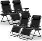 Nestl Zero Gravity Chairs Set of 4, Patio Lounge Chair Outdoor with Pillows & Cup Holder Trays, Adjustable Steel Mesh Reclining Camping Chair, Folding Patio Lawn Chair for Deck, Beach, Yard - Black