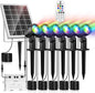 MEIHUA Solar Spot Lights Outdoor Color Changing, 6 in 1 Solar Landscape Lighting RGB Spotlights with Remote Control, IP66 Waterproof Solar Lights Outdoor Garden for Pathway Yard Pool Tree