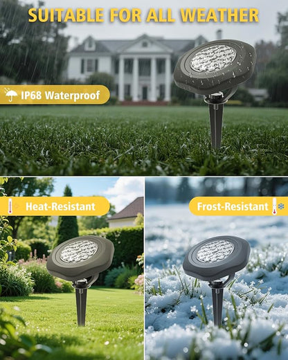 CORESLUX Solar Spot Lights Outdoor Waterproof IP68, 3-in-1 LED Warm Light Solar Landscape Lights, 2 Light Modes Landscape Path Lights for Outside Garden Yard Pond Pathway