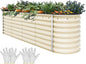 YITAHOME 24" Tall 9 in 1 Large Raised Garden Bed Kit, 8x4x2ft Galvanized Metal Planter Box with Gloves and Safety Rubber, Outdoor Above Ground Planters for Plants Vegetables Flowers, White