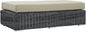 Modway Summon Wicker Rattan Outdoor Patio Sunbrella® Fabric Rectangle Ottoman in Canvas Antique Beige