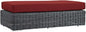 Modway Summon Wicker Rattan Outdoor Patio Sunbrella® Fabric Rectangle Ottoman in Canvas Red