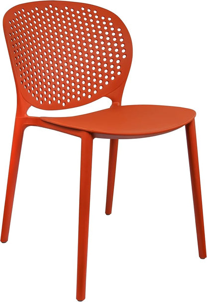 Patio Dining Chairs, Stackable Orange Plastic Set of 2