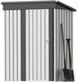 Greesum 5×3 FT Outdoor Storage Shed, Metal Storaged Sheds Without Floor, Tool Sheds with Lockable Doors and Sloping Roof for Garden, Patio, Backyard, White