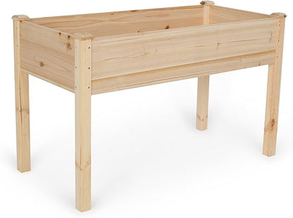 Backyard Expressions Wooden Raised Garden Bed | 48" x 24" x 30" Elevated Planter Box with Included Bed Liner | Outdoor Vegetable, Flower, and Herb Gardening