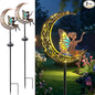 Afirst Solar Garden Lights Outdoor Decor Moon Fairy Stake Lights Waterproof Warm White LED Metal Stake Decor for Outdoor Pathway Yard Lawn Decoration Housewarming Mom Gifts 2 Pack