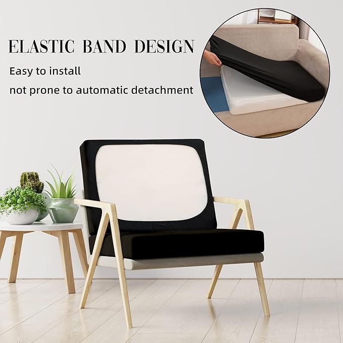 Cushion Covers 8-Piece Stretch Set for Patio Furniture, Black
