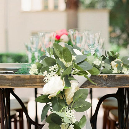 Artificial Eucalyptus Garland 2-Pack, 6.6 Ft Champagne Roses