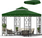 10x10 Canopy Replacement Top Double Tiered Gazebo Cover for Yard, Patio & Garden Durable Sunshade Replacement (Green with lace)