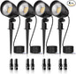 MEIKEE 7W Low Voltage LED Landscape Lights 800LM 12V Outdoor Landscape Lighting 2700K Warm White IP66 Waterproof Garden Pathway Lights Yard Lawn Spotlights with Connectors (4 Pack)