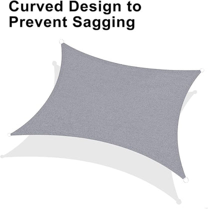 LOVE STORY Custom Size 10'x15' Silver Grey Sun Shade Sail Rectangle UV Block Canopy Patio Sail Sunshades Fabric for Outdoor Garden Carport (We Make Custom Size)