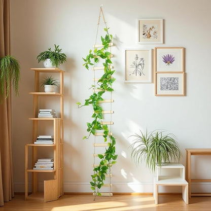 Wooden Ladder Plant Trellis for Climbing Plants – 6ft Extra Tall Indoor & Outdoor Wooden Trellis Garden Plant Support, Easy to Install for Vines, Ivy, Pothos, Monstera, Potted Plants