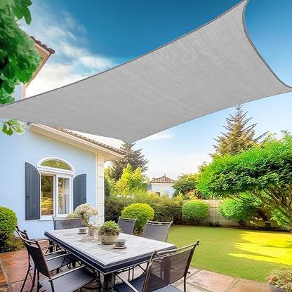 KANAGAWA Sun Shade Sail 20'x20' Grey Rectangle UV Block Canopy Awning Shelter Fabric Cloth Screen for Outdoor Patio Garden Backyard