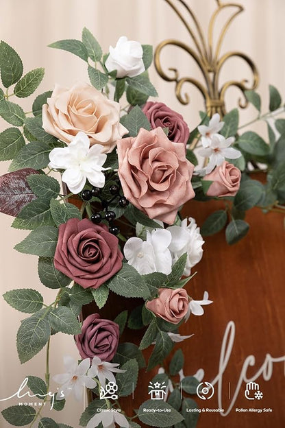 Artificial Greenery Floral Swag, Dusty Rose & Mauve, 2 Pieces