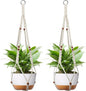 Macrame Plant Hanger - Fits 6 to 15 inches Pots for Indoor Outdoor, 43 Inch, Set of 2, Ivory (POTS NOT Included)