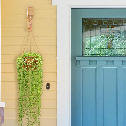 7-Inch Wooden 7-Shaped Wall Hook Plant Hanger – Ideal for Indoor/Outdoor Bird Feeders, Flower Baskets, and Wind Chimes