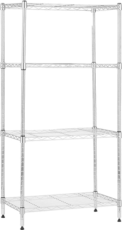 Amazon Basics 4-Shelf Adjustable Storage Shelving Unit for Garage, Steel Wire Rack, 200 Pound Loading Capacity per Shelf, 13.4"D x 23.2"W x 48"H, Chrome