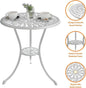 Bistro Sets 3-Piece Cast Aluminum Patio Set with Umbrella Hole, White