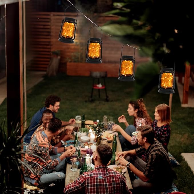 Solar Lanterns, Brown Glass Mason Jar Style, 30 Warm White Lights