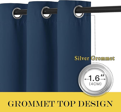 NICETOWN Blackout Curtain Drape for Bedroom - Light Reducing Thermal Insulated Solid Grommet Room Darkening Window Curtain 90 inches Long for Living Room (Moroccan Blue, 1 Piece, W66 x L90)