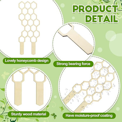 Nuenen 5 Pack Indoor Plant Trellis for Climbing Plants 11.8 Inches Small Garden Wooden Trellis for Potted Plants Honeycomb Shape Trellis Starter Holder for Outdoor Flower Plant Support Accessories