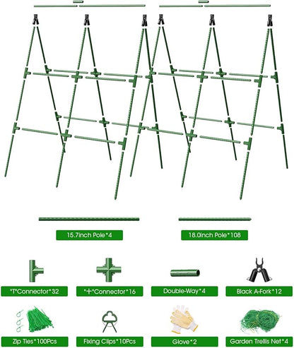 2 Pack Cucumber Trellis, Garden Trellis for Climbing Plants Outdoor, A-Frame Cucumber Trellis for Raised Bed, Plant Grow Support for Tomato, Squash, Vegetable, Flower(33"x47"x2Pcs)