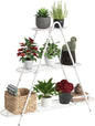 Plant Stand for Patio, 3-Tier Metal Plant Shelf–Indoor/Outdoor Display Rack for Multiple Pots, Heavy Duty Plants, Garden Flower Organizer (White)