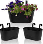 KIBAGA Beautiful Hanging Flower Pots for Outside Railing Or Fence - Stylish Set of 3 Outdoor Planters for Any Balcony, Porch or Deck - Window Planter Boxes are Perfect for Your Flowers