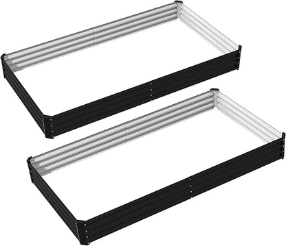 8x4x1ft(2 Pack) Raised Garden Beds Outdoor Kit, No Support Rod, Metal Raised Garden Beds for Vegetables,Fruits,Herb,Flower,Black