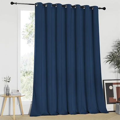 NICETOWN Blackout Patio Curtains 100 x 95 Inches Long for Sliding Door Extral Wide Blackout Curtain Panels Thermal Insulated Room Divider - Grommet Top, 100" W x 95" L, 1 Panel, Moroccan Blue