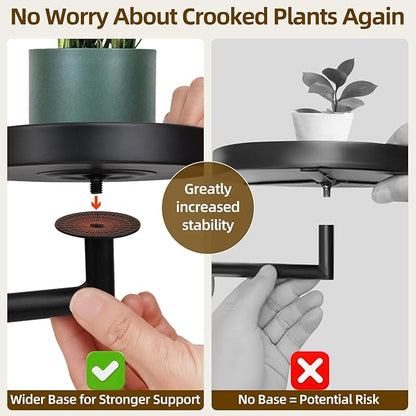 Rotating Window Plant Shelves with Adjustable Knobs, 3 Tiers Metal Wall Shelf for Plants Indoor, Sturdy Hanging Plant Holder, Window Wall Decor & Gardening Gifts (Black)