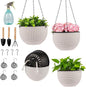 4 Sets of 8.2 Inch Self Watering Hanging Planter Flower Pots, Suitable for Indoor and Outdoor Plant Flower, Basket Flower Pots with Hanging Chains, Spray Bottles, Planting Tools, Hook (White)
