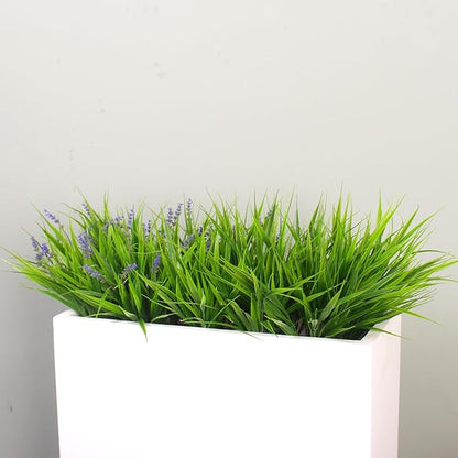 alyptus Artificial Flowers for Outdoors 24 Bundles Fake Monkey Grass Plants Outdoor Plastic Purple Flower Outside Green Leaf Decoration for Patio Pot Décor (24 Bundle Purple Flowers)