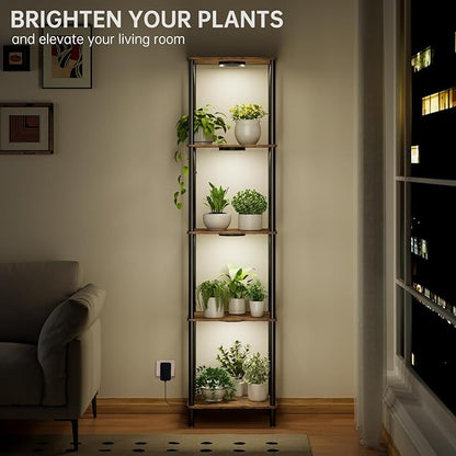 Bstrip Plant Stand Indoor with Grow Light, 66" Tall Indoor Plant Shelf, 5 Tier Flower Stand with Plant Light Full Spectrum, Metal Plant Holder with Light, lighted Plant Rack for Home, Corner, Patio