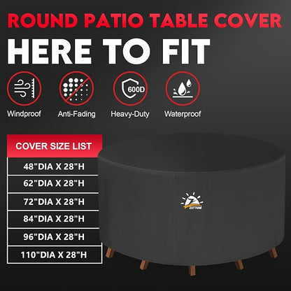 Zettum Round Patio Table Cover 96 Inch - Image 5
