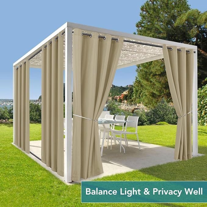 HolidayIdeas Outdoor Curtains for Patio Waterproof-4 Panels 54x84 - Image 5