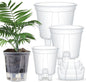 Self Watering Pots for Indoor Plants with Deep Reservoir and High Drainage Holes for Outdoor Plants and Flowers, Bare Root Planter(4.72'', 5.91'', 7.09'',Clear,3 Pcs)