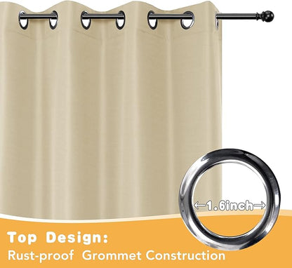 HolidayIdeas Extra Wide Outdoor Curtains for Patio Waterproof, 4 Panels - 110 x 120 Inch - Privacy & Light Filtering Curtains Cream Grommet Outside Curtains for Porch, Gazebo, Pergola, Backyard