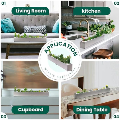 Trough Rectangle Planter Long Window Sill Planter Box Stainless Steel Window Planters Modern Succulent Planter Slivery 32 in Metal Windowsill Pot for Indoor Plants Herb Table Home Outdoor