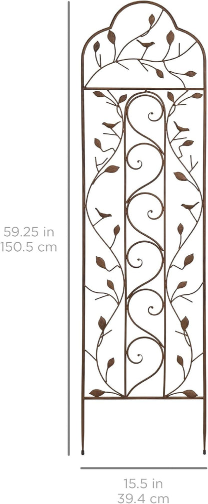 Best Choice Products Set of 2 60x15-inch Iron Arched Garden Trellis w/Branches, Birds for Lawn, Garden, Backyard, Climbing Plants