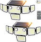 6000LM Solar Lights Outdoor Waterproof, 6 Heads Solar Flood Lights Outdoor with 2 Motion Sensor, 310 LED Motion Light with Remote Control for Yard Outside House Patio 2 Pack