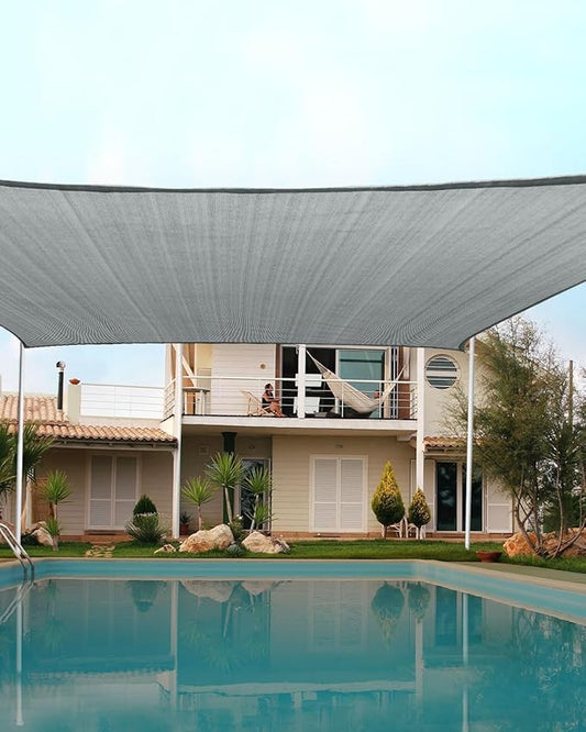 Quictent 20X20FT 185G HDPE Square Sun Shade Sail Canopy 98% UV Block Outdoor Patio Garden with Hardware Kit (20 x 20 ft, Grey)