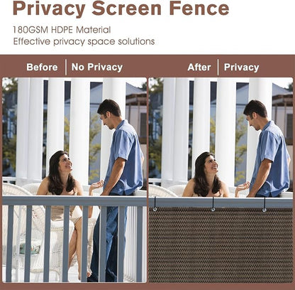 Garden Privacy Screen, Brown HDPE Mesh, 40 x 132 Inch Balcony Cover