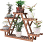 Wood Plant Stand Indoor, 6 Tiered Plant Shelf for Multiple Plants RackTriangle , A Shape Corner Flower Pot Holder for Windowsill Patio Balcony Garden Living Room (Retro,Wooden)