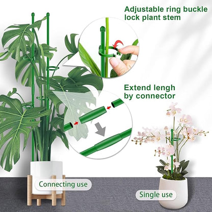 Plant Support Stakes for Indoor SupKing Orchid Sticks with Clips Garden Stake Extended to 2/3/4ft for Outdoor Potted Tomato Rose Vegetables House Palnts Comes with 20 Plants Ties(15 inch 10Pcs)