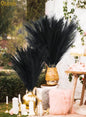 Artificial Pampas Grass Stems, 8 Pack 35-Inch Black Silk Plumes