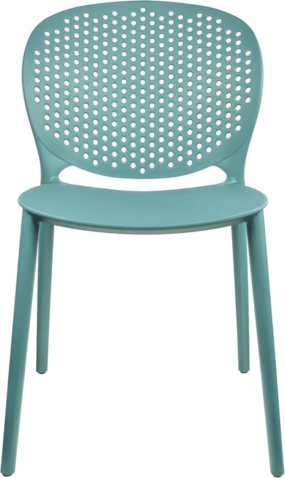 Patio Dining Chairs in Teal, Stackable Plastic, Set of 2