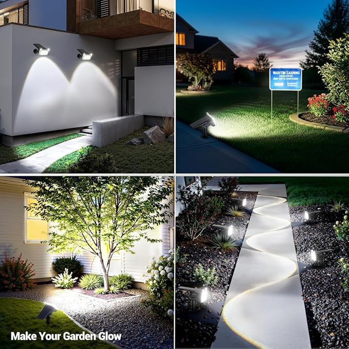 WdtPro Solar Spot Lights Outdoor Waterproof, Bright Solar Lights Outdoor with 16 Extra-Large LEDs, 3 Modes Landscape Spotlights, 2-in-1 Solar Powered Light for Yard Flag Garden, 10 Pack, Cool White