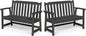 Ciokea 49" Heavy Duty Outdoor Bench Set of 2, HDPE Weatherproof Garden Bench, 2-Person Memorial Benches with 660 Lbs, Waterproof Patio Porch Benches for Outside Business Deck Office Backyard, Black